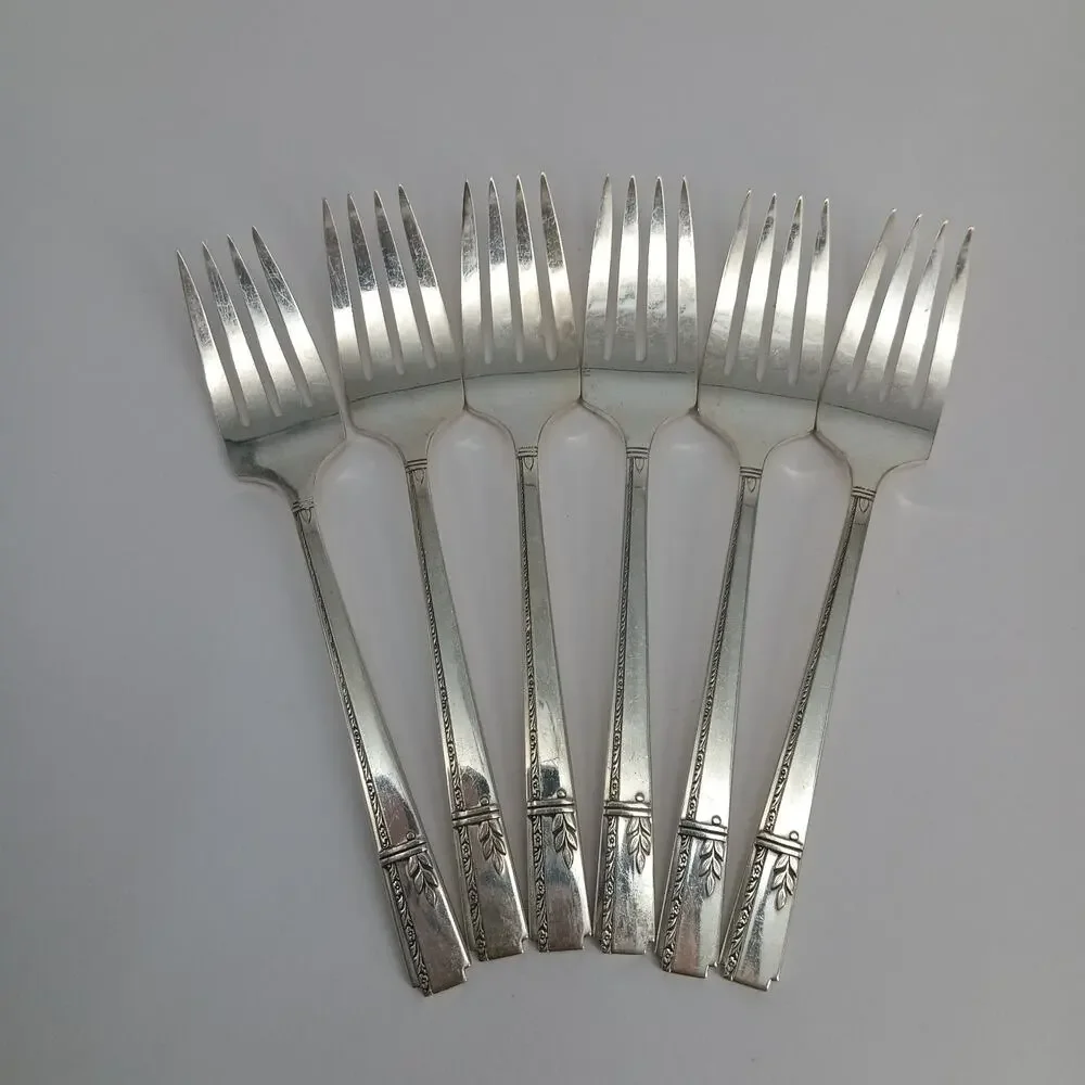 6X SF Oneida Prestige GRENOBLE Silverplate Salad Forks
